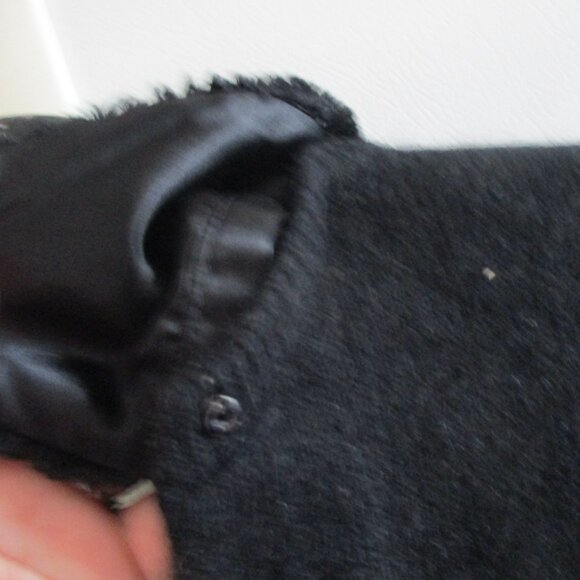 boundary waters vintage black button down cardigan removable fur collar L - Picture 4 of 4